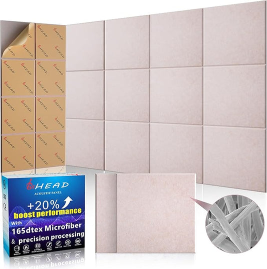 10 pcs 165dtex Microfiber Acoustic Panels ，Self-Adhesive Soundproof Wall Panels, 12 x 12 x 0.4 in Sound Proof Foam Panels for Walls, High Density, Noise Dampening Panels for Home Studio（Camel）