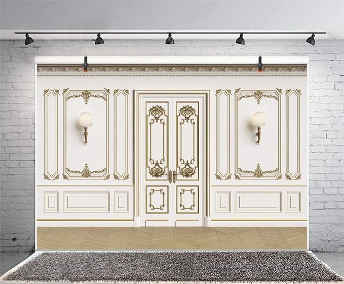 Leyiyi 6x4ft Vintage Room Inside Backdrop European Frame Decor French Door Modern Castle House Cementery Wall Empty Building Photo Background Cowboy Kids Birthday Portrait Studio Prop Vinyl Wallpaper