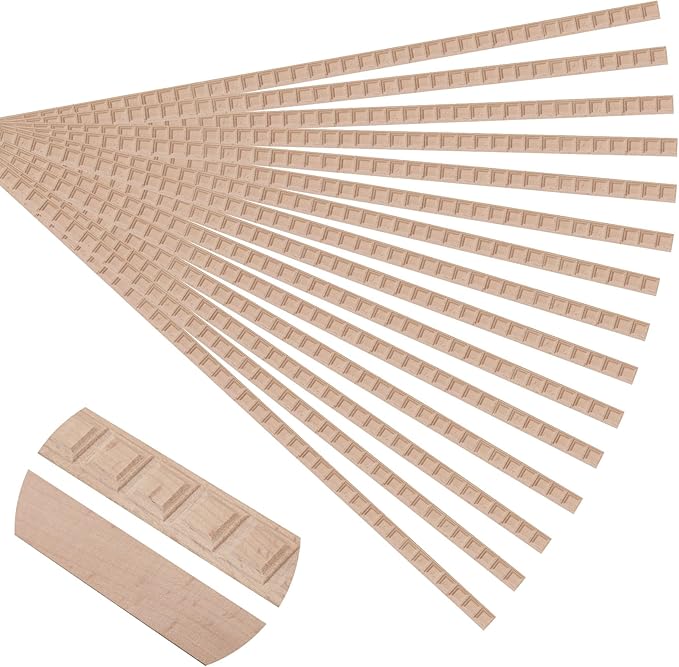 15-Pack 15.75" Unfinished Wood Fluted Rectangular Trim - Easy to Paint, Cute Decorative Molding DIY Craft for Furniture Frame, Mirror Edge, Wall, Door, Closet, Dresser, Shelf