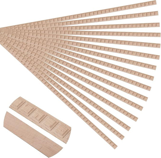 15-Pack 15.75" Unfinished Wood Fluted Rectangular Trim - Easy to Paint, Cute Decorative Molding DIY Craft for Furniture Frame, Mirror Edge, Wall, Door, Closet, Dresser, Shelf