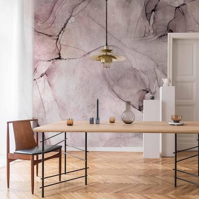 artgeist Wall Mural Abstract 135x101 in - Peel and Stick Self-Adhesive Wallpaper Removable Large Sticker Foil Wall Decor Print Picture Boho Optical Illusion Concrete Cement rosa f-C-0495-a-b