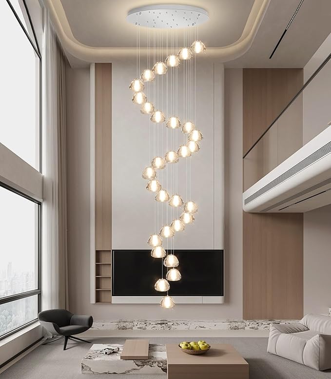 30-Lights Modern Crystal Chandeliers for Staircase LED Handing Light Fixture for Foyer Hallway Entrance