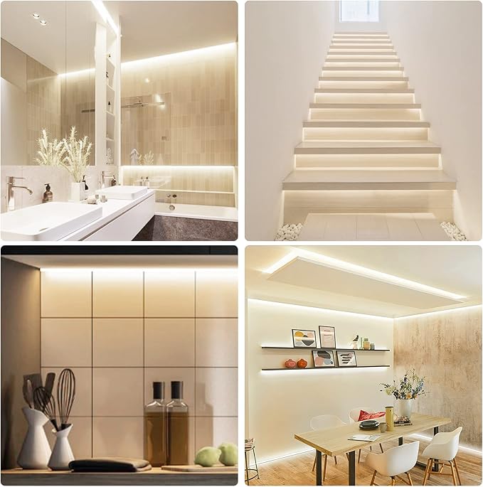 Neon Rope Lights, 16.4ft Rope Lights with Dimmable Remote and Adapter, Waterproof Flexible Smart Led Strip Lights for Bedroom, Super Bright DIY Neon Sign, Indoor Outdoor Wall Decor Warm White