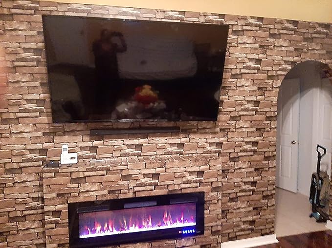 787" Length x 17.7" Width Stone Wallpaper Self-Adhesive Peel and Stick-on Faux Contact Paper Decorative Backsplash Removable Brick Interior Wall Decor Panel for Kitchen Cabinets Bathroom Room