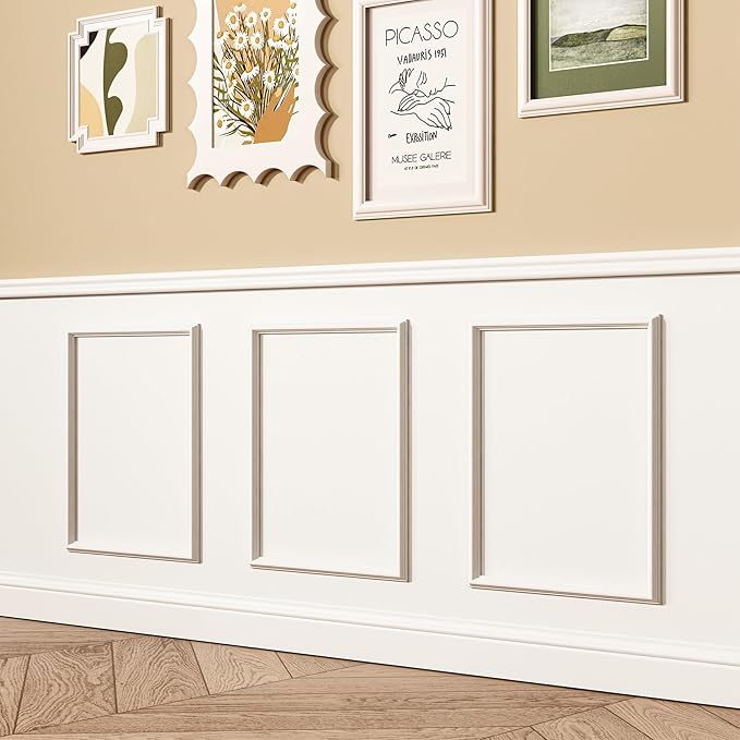 3 Sets Peel and Stick Wall Molding Kit, 16''x20'' Premade Wainscoting Accent Panels for Interior Wall Trim, Easy DIY Moulding Decor