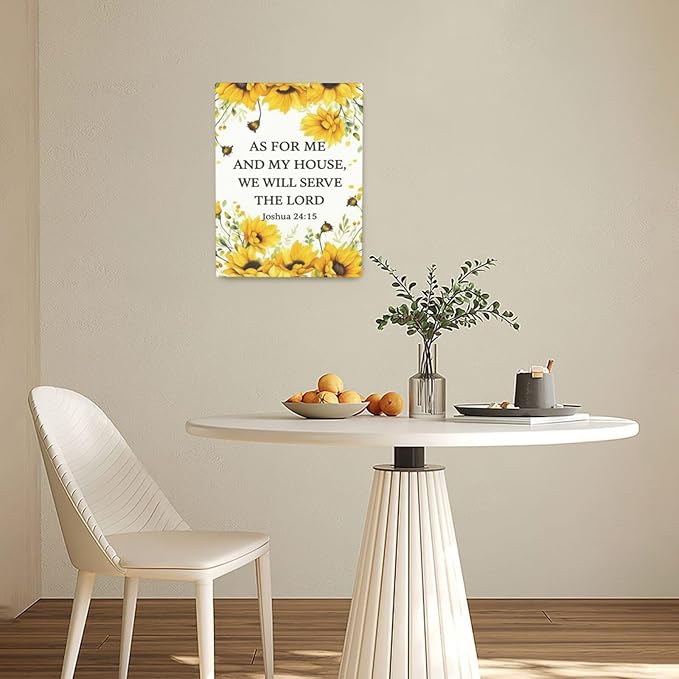 Christian Sunflower Scripture Canvas Wall Art Motivational Flowers Bible Verse Wall Decor Picture Inspirational Bible Quotes Artwork God Psalm Religious Faith Art Painting Print Decoration for Living Room Bedroom Church Framed Gifts 12”X16”