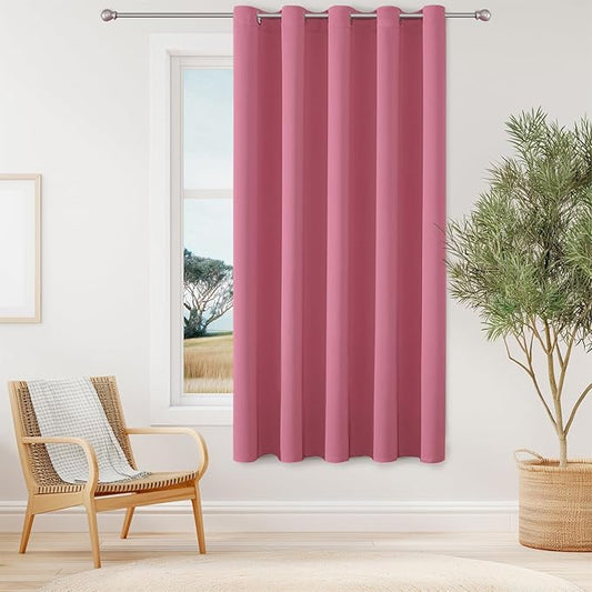 ChrisDowa Blackout Curtains 70 inches Wide for Bedroom - Extra Wide Grommet Thermal Insulated Room Darkening Curtains for Living Room (1 Panel, Pink, 70 x 63 Inch)