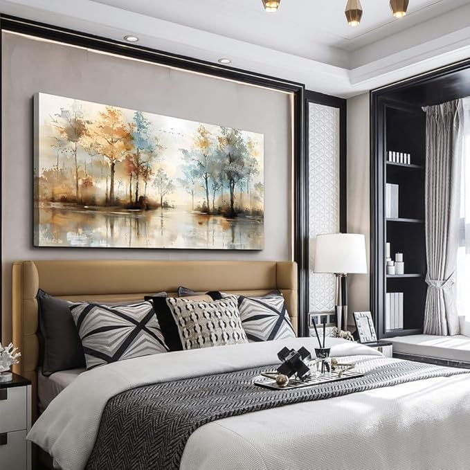 Lapremoly Boho Wall Decor For Living Room Framed Wall Art for Bedroom Abstract Tree Painting Wall Artworks Hang Pictures For Office Decoration Canvas Prints Room Home Decorations Posters 24"X48"