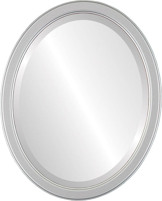 OVALCREST Oval Beveled Wall Mirror for Home Decor - Toronto Style - Silver Spray - 26" x 22"
