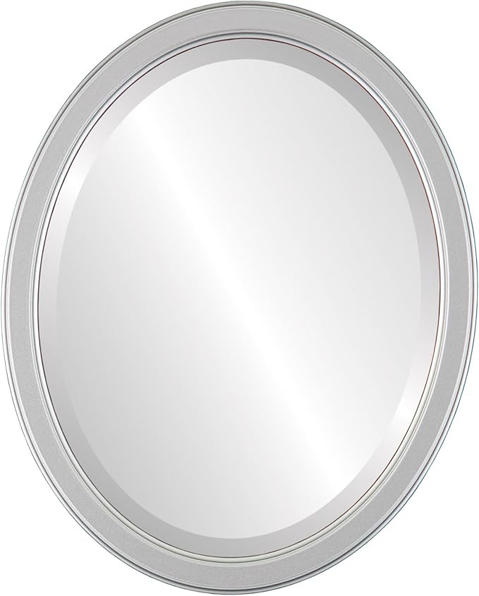 OVALCREST Oval Beveled Wall Mirror for Home Decor - Toronto Style - Silver Spray - 26" x 20"
