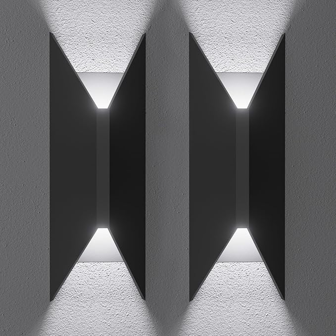 22W Dimmable LED Outdoor Wall Sconce,Modern Up Down Porch Lights 2700K 3000K 3500K 4000K 5000K 5 Colors Changeable,1800 Lumens Outdoor Wall Lights Exterior for House,Garage Door 2 Pack