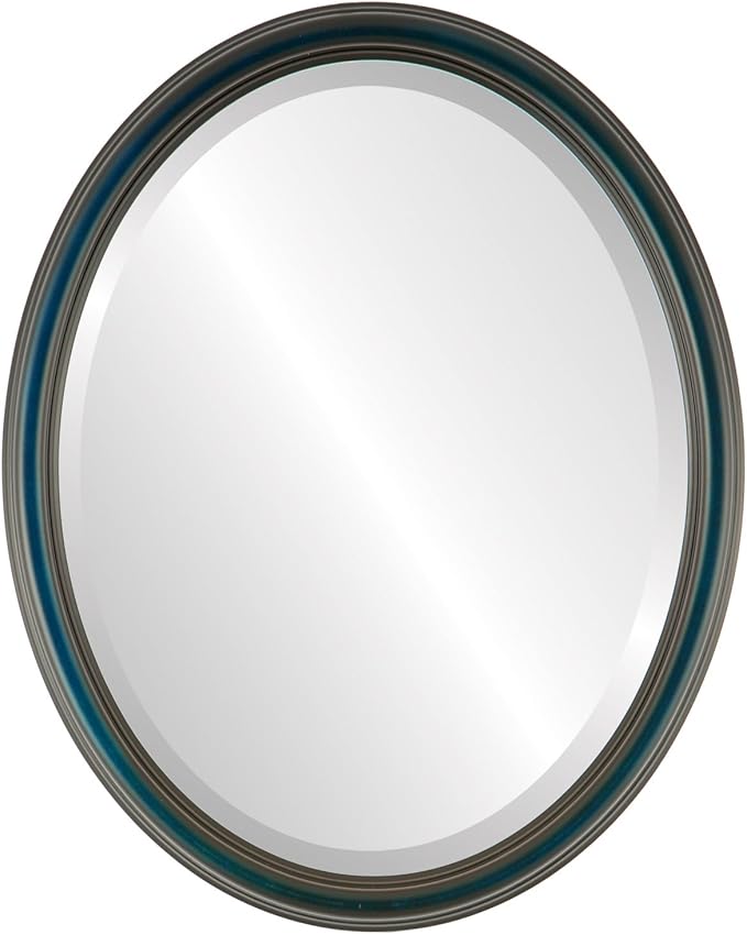 OVALCREST Oval Beveled Wall Mirror for Home Decor - Saratoga Style - Royal Blue - 18x22 Outside Dimensions