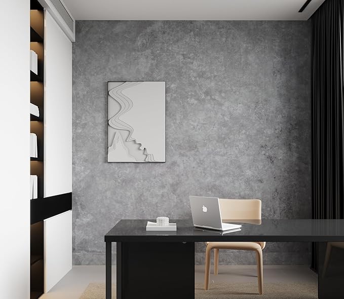 JSEVEM 31"×591" Air Guide Design Extra Wide Thick Light Grey Concrete Wallpaper Peel and Stick Waterproof Light Gray Concrete Contact Paper Vinyl Cement Stickers for Bedroom Bathroom Office Room Walls