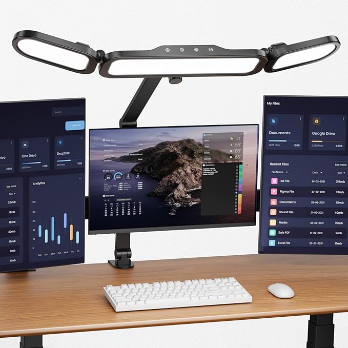 LED Desk Lamp with Clamp,Adjustable Swing Arm Desks Lamps for Home Office,Dimmable Tempering Eye Care Desk Light Bright Modern Led Table Lamp for Nail Tech Archite (3 Section Swing Arm)