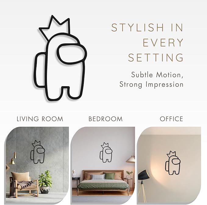 Wita Home Among Us Crowned LED Metal Wall Art, Neon Style Light Sculpture for Kids Room or Gaming Setup, Colorful Backlit Decor for Bedroom, Playroom, or Game Room (20x12 inches)