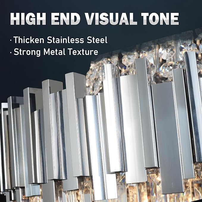 Large Crystal Chandelier for High Ceilings Foyer Entryway Hanging Chandelier Lighting Chrome 30'' Tall