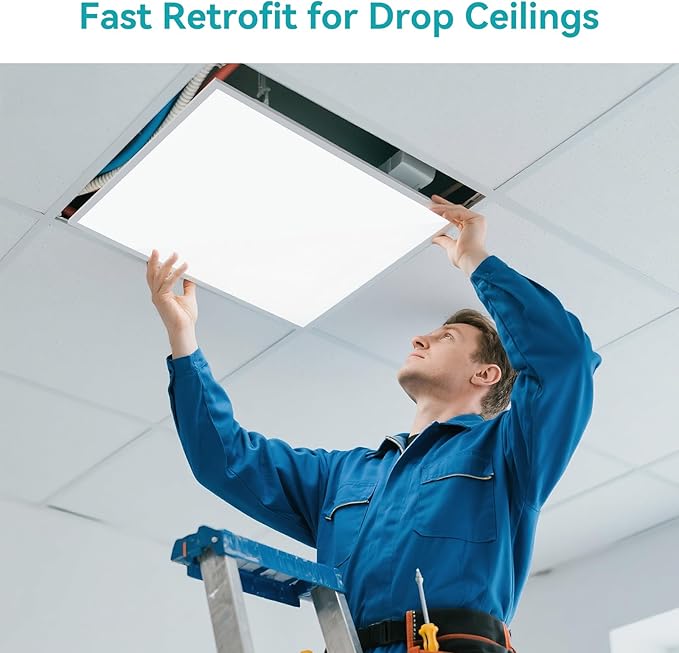 2x2 LED Flat Panel Light for Drop Ceiling, 0-10V Dimmable, 30W/40W/50W Selectable, 4CCT 3000K/4000K/5000K/6000K, Up to 5500LM, ETL Listed, 100-277V, 16 Pack