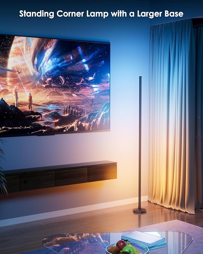 2PCS Corner Floor Lamp,RGB LED Corner Lamp with Remote Control,65" Color Changing Mood Light with Smart App and Remote Control Modern Floor Lamp with Music Sync for Bedroom, Living Room Gaming Room