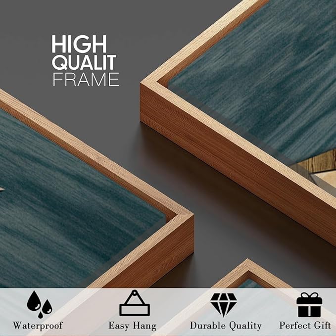 BINCUE Framed Mountain Wall Art Landscape Wall Decor Moon and Nature Artwork for Bedroom Living Room Office 16x24 Inches Set of 3