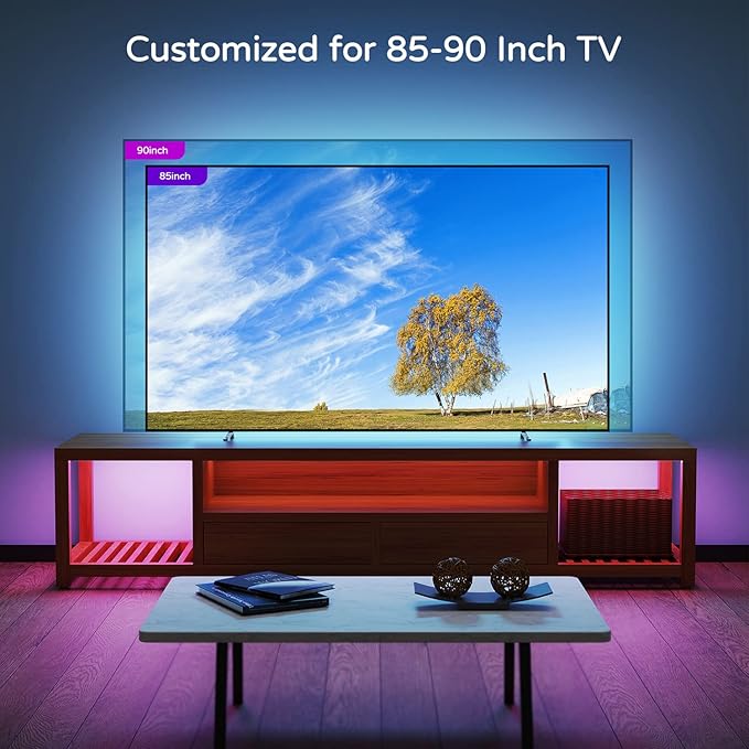 Led Lights for TV 82 85 86 90 95 Inches,21Ft TV Led Backlight for TV Home Theater Ambient Lighting Gaming Decor, Room Decor,Easy-Bending Design TV Lights, USB Powered TV Lights