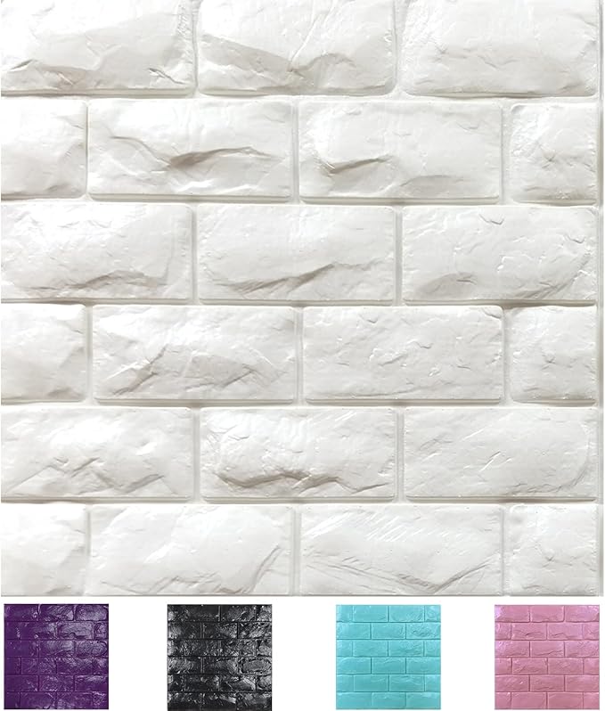 30PCS 3D Wall Panels Peel and Stick Faux Brick Wallpaper White Self Adhesive Foam Brick Paneling Faux Stone Wall Panels (30PCS, White)