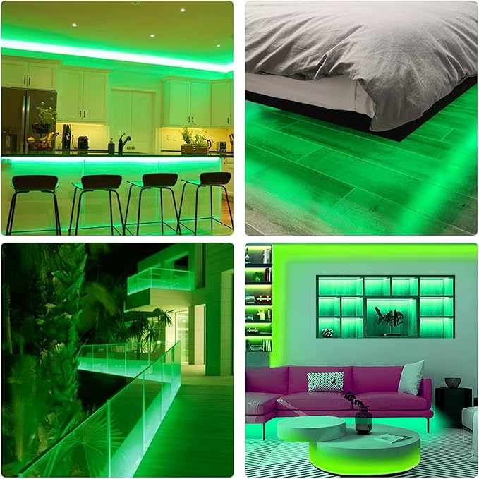 Neon Rope Lights, 16.4ft Rope Lights with Dimmable Remote and Adapter, Waterproof Flexible Smart Led Strip Lights for Bedroom, Super Bright, DIY Neon Sign, Indoors Outdoors Wall Decor, Green