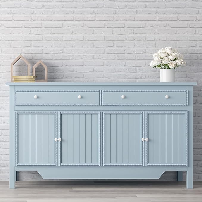 15-Pack 15.75" Unfinished Wood Bead and Reel Trim - Easy to Paint, Cute Decorative Molding DIY Craft for Furniture Frame, Mirror Edge, Wall, Door, Closet, Dresser, Shelf