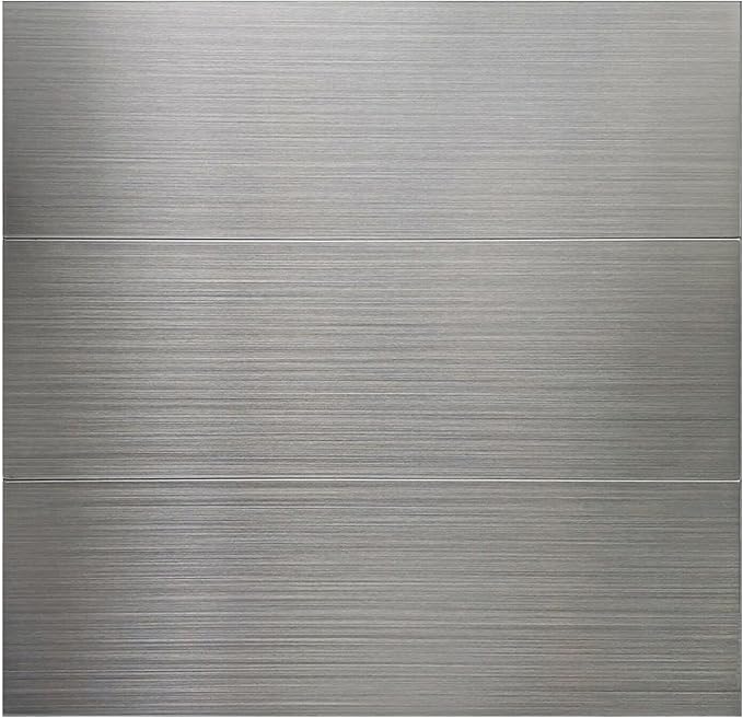 30-Pack of 12 x 4" Brushed Aluminum Peel-and-Stick Tile Backsplash Panels, Stainless Steel Backsplash