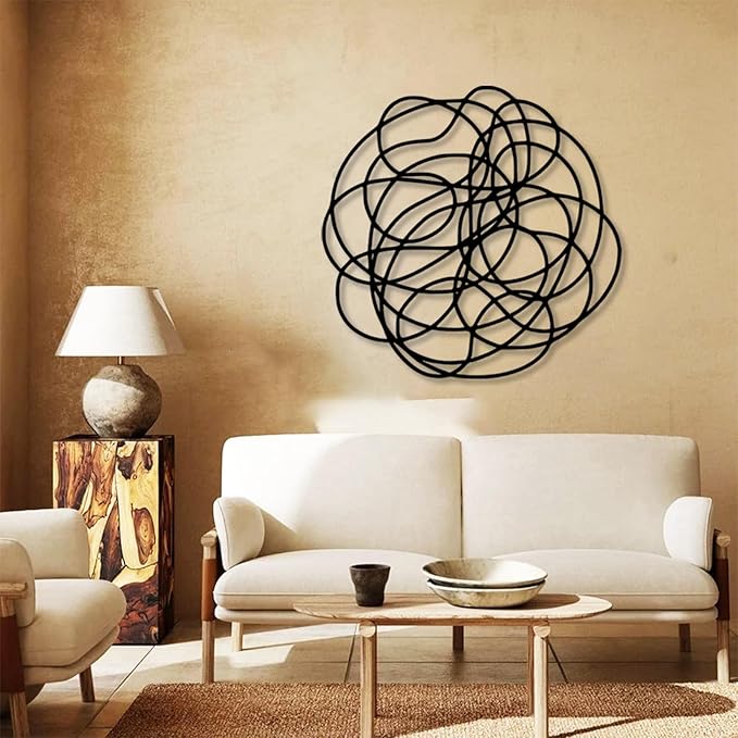 OSTCAL Abstract Wall Art, Abstract Metal Wall Art, Metal Line Art Wall Decor, Metal Minimalist Wall Art, Metal Wall Decor, Wall Decor Living Room, Bathroom Wall Decor (Silver, 24x24in|60x60cm)