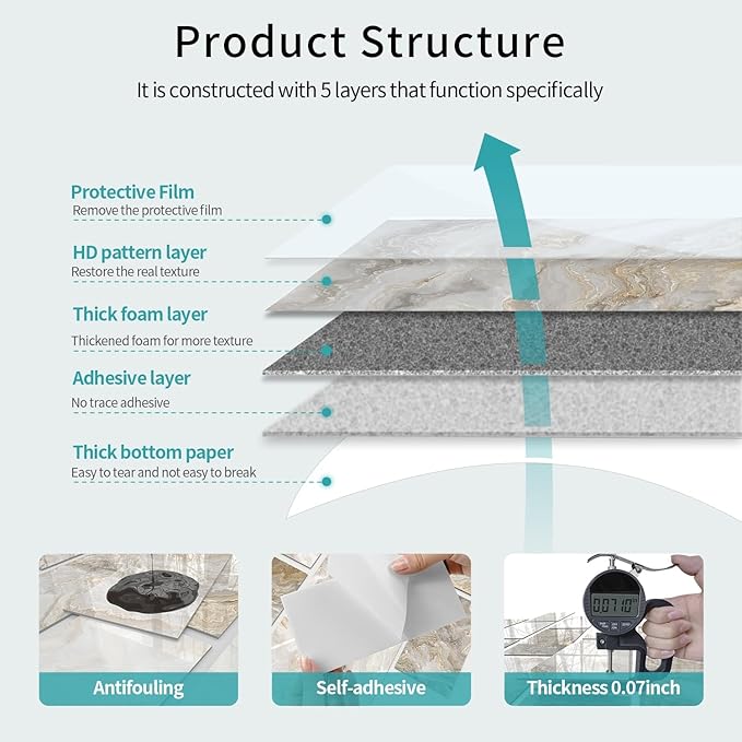 64-Pack Peel and Stick Backsplash Marble Wall Tiles, Waterproof 4" x 8" Glossy Imitation Amber Glow Marble, PVC Shower Wall Panels for Interior Wall Decor; Tile for Kitchen, Bathroom, and Fireplace