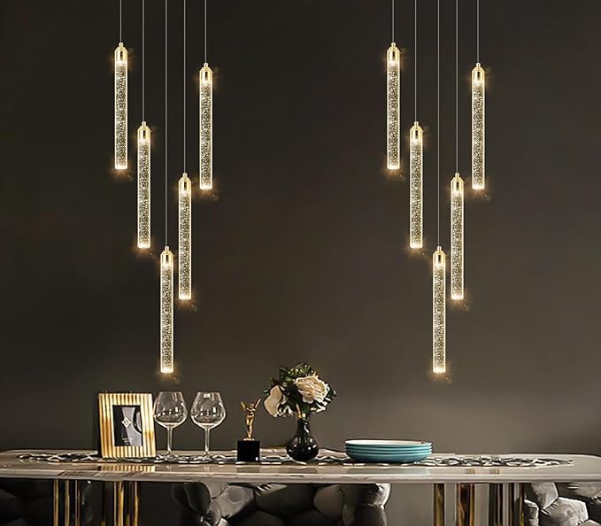 Mini Chandelier Modern Pendant Lights LED Bubble Crystal Kitchen Island Light Fixtures Gold Mini Pendant Lighting for Kitchen Island Dining Room Bedroom Bar Dimmable Ceiling Hanging Lights 2700K 6000K