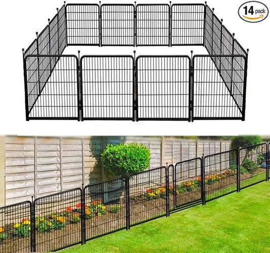 40in(H) Fence for Garden, 14 Panels No-Door 31.2 Ft(L) Barrier, Outdoor Garden Protection for Dogs, Indoor Fences Without Gate, Flower Bed Fencing, Rabbit Fences, Dog Fence Outdoor for Yard