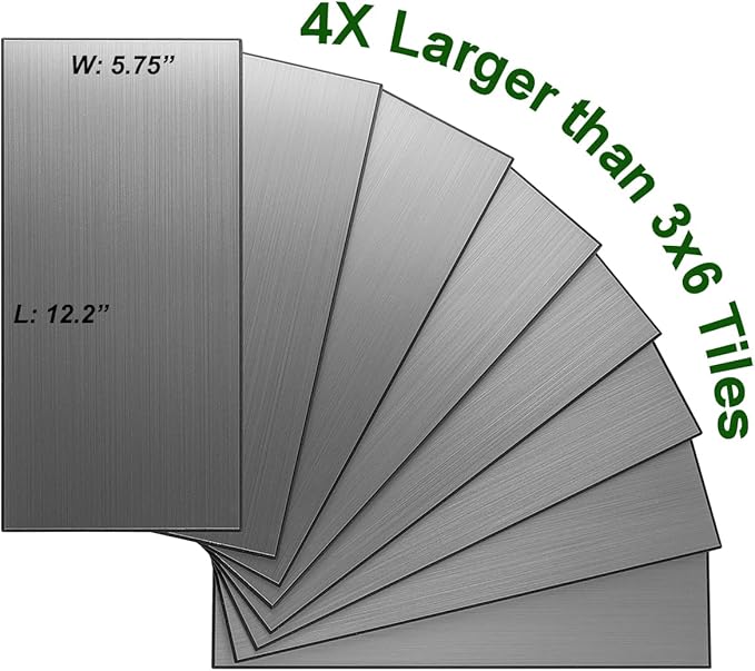 AULIGET 20-Piece Peel and Stick Backsplash Metal Tile, 6" x 12" Stick on Tiles for Backsplash Kitchen, Bathroom, Laundry Room, Camper, Fireplace