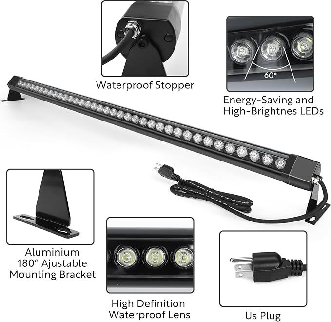 LED Wall Washer Lights Bar 2 Pack,72W 5000K Daylight White Outdoor Wall Wash Lighting,4ft IP67 Waterproof Linear Led Wall Washer Light for Garden,Backyard,Building,Courtyard Exterio Landscape Lighting