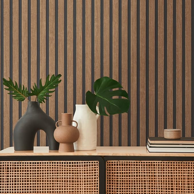 A.S. Création Wallpaper Wood Panels - Brown, Black - Striped Wood Wallpaper 395.99in x 27.56in Made in Germany - 391098