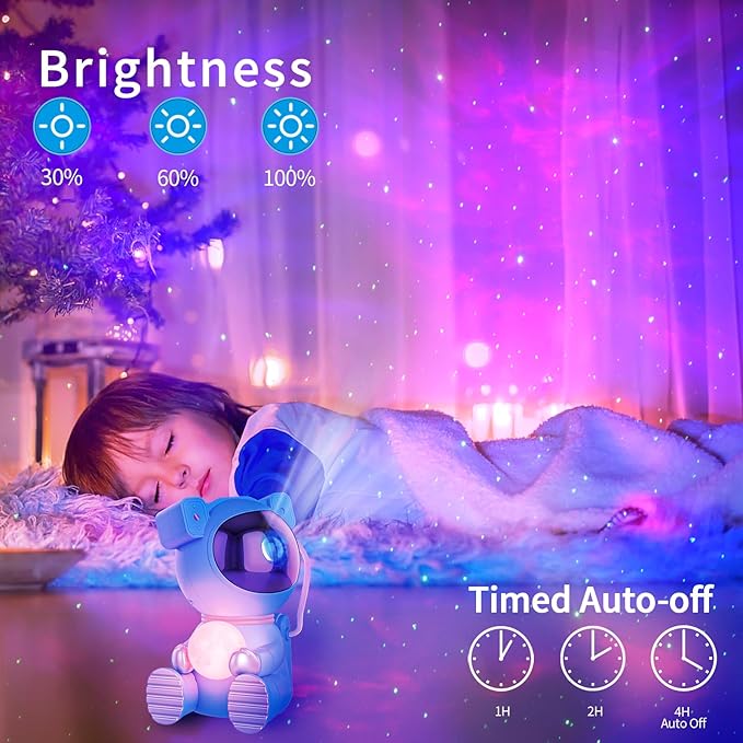 Astronaut Galaxy Projector, Star Projector with Timer and Remote, Night Light with Moon Lamp, LED Nebula Lamp for Kids Adults, Room Decor Gift (Blue Pro)