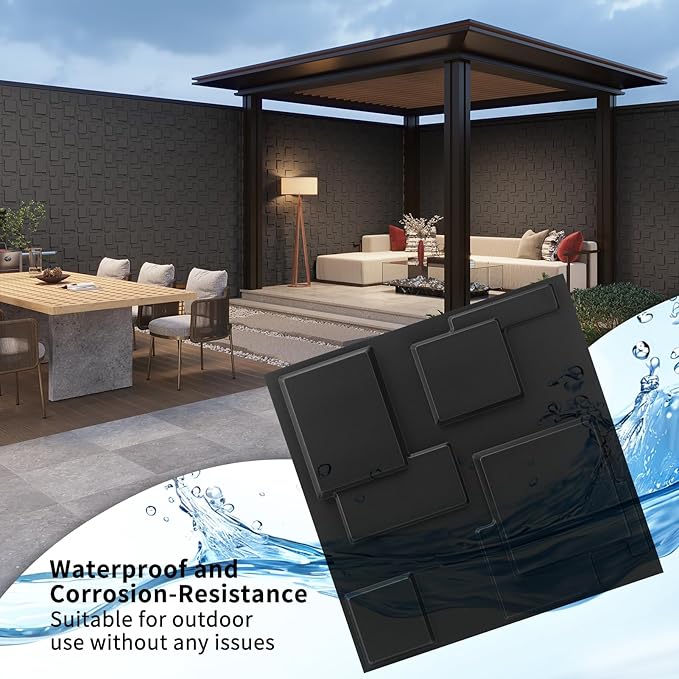 Art3d 100 Pack Decorative 3D Wall Panels, 97 Sq.Feet PVC Interior Wall Décor, 11.8"x11.8", Black