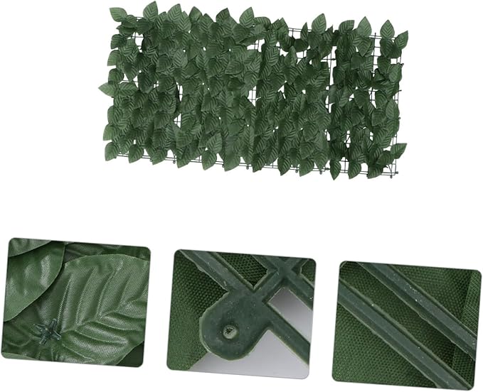 Artificial Leaf Hedge Fence Panel with Clasps UV Resistant Privacy Screen for Garden Balcony Wall Realistic Green Faux Leaves Decorative Outdoor Privacy Fence