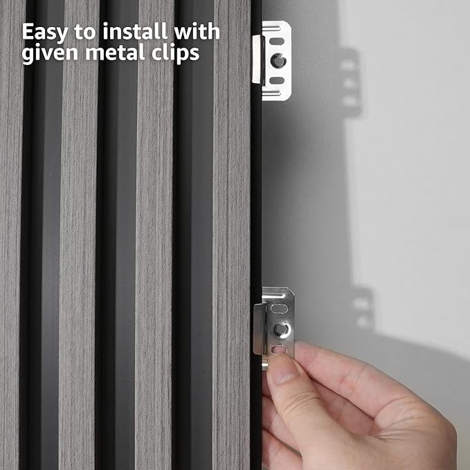 Art3d 8-Pack WPC Wood Slat Wall Panel for Interior Wall Décor, 3D Wood Fluted Acoustic Wall Paneling for Living Room Bedroom Home & Office Accent Wall Decor - 96 x 6 Inch Grey