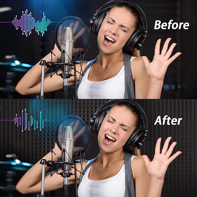 56 Pack Soundproof Wall Panels, 2" X 12" X 12" Self-Adhesive Pyramid Acoustic Foam, High Density Acoustic Panels for Home Studio, Quick-Recovery Sound Proof Panels for Walls, Black