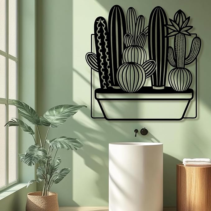Metal Cactus Wall Decor,Southwestern Wall Art Metal,Metal Desert Wall Art,Metal Cactus Outdoor Decor,Natural Themed Home Decor,Metal Cactus Yard Art (Style 5, 47 L" x 47 W" / 120 x 120 cm)