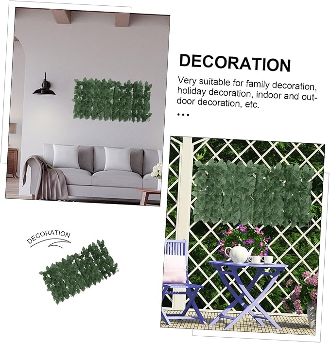 Artificial Leaf Hedge Fence Panel with Clasps UV Resistant Privacy Screen for Garden Balcony Wall Realistic Green Faux Leaves Decorative Outdoor Privacy Fence