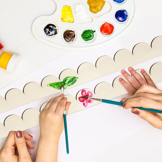 50 Packs Unfinished Scalloped Wood Trim DIY Decorative Wood Molding for Home Wall Cabinet Shelf and Window Door Decor