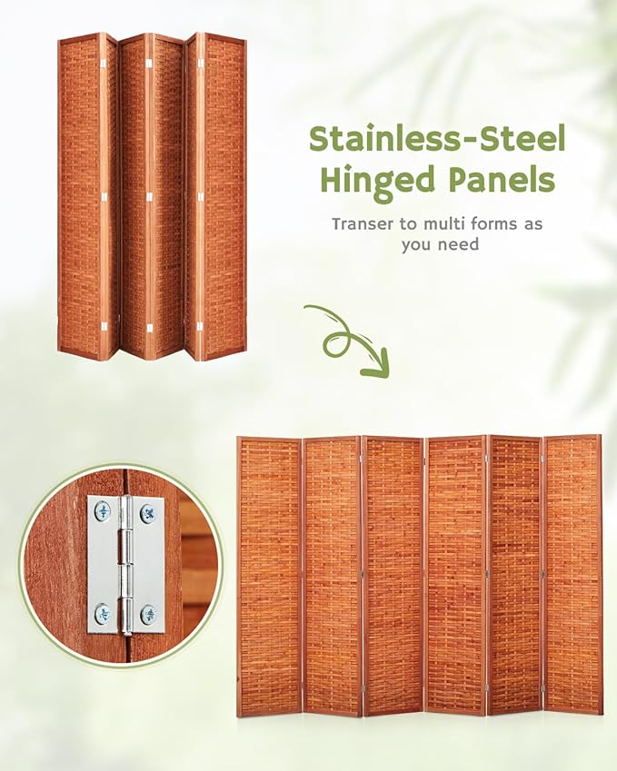 JOSTYLE 6ft Folding Privacy Screens 6-Panel Freestanding Room Dividers