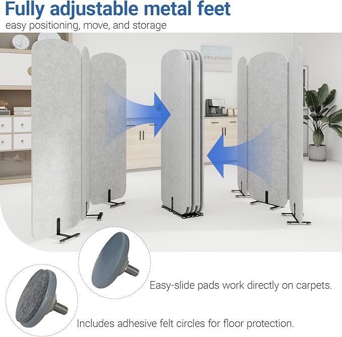 Natwind 3 Panel 73.2 x 71 inch Office Room Privacy Protect Space Divider Portable Partition,Wall Folding Cubicle Indoor Freestanding Acoustic Partition Temporary for Office Room