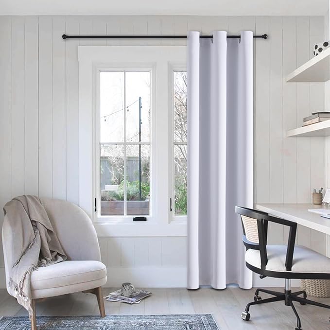 ChrisDowa Blackout Curtains 78 inches Long for Bedroom - Grommet Thermal Insulated Room Darkening Curtains for Living Room (1 Panel, Greyish White, 42 x 78 Inch)