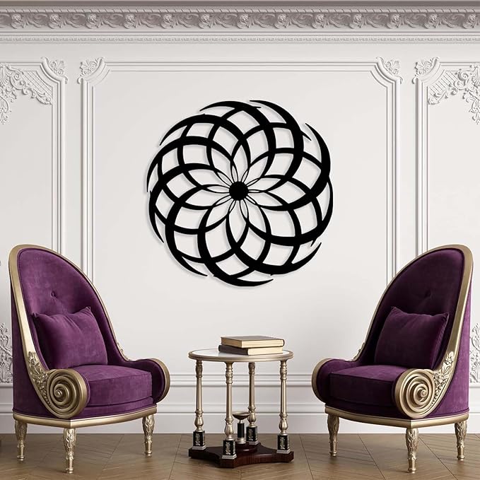 Metal Abstract Wall Art, Rustic Farmhouse Wall Decor, Boho Wall Decor, Vintage Wall Decor, Abstract Wall Decor, Metal Minimalist Wall Art, Wall Decor for Bedroom (Black, 39"×39" | 100×100cm)