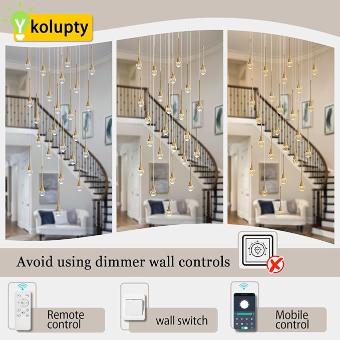 24-Lights Rectangular Chandelier Crystal Raindrop Chandeliers Flush Mount Ceiling Light for Dining Room Living Room High Ceiling Chandelier for Staircase Foyer Entryway Gold Chandeliers
