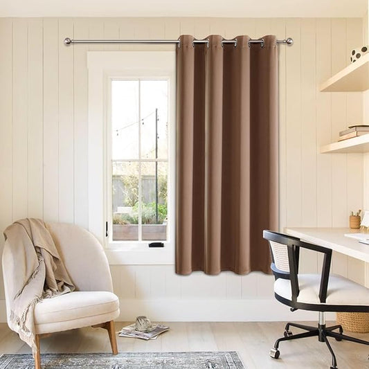 ChrisDowa Grommet Blackout Curtains for Bedroom - Thermal Insulated Room Darkening Curtains for Living Room (1 Panel Set, Cappuccino, 52W x 54L)