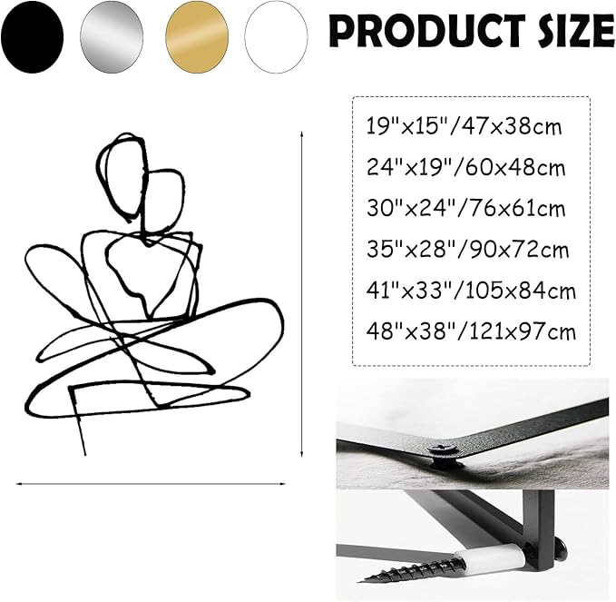 Jogwenu Abstract Couple Metal Wall Art, Minimalist Line Wall Decor, Love Wall Art, Bedroom Wall Hanging, Wedding Gift (White, 24"x19"/60x48cm)